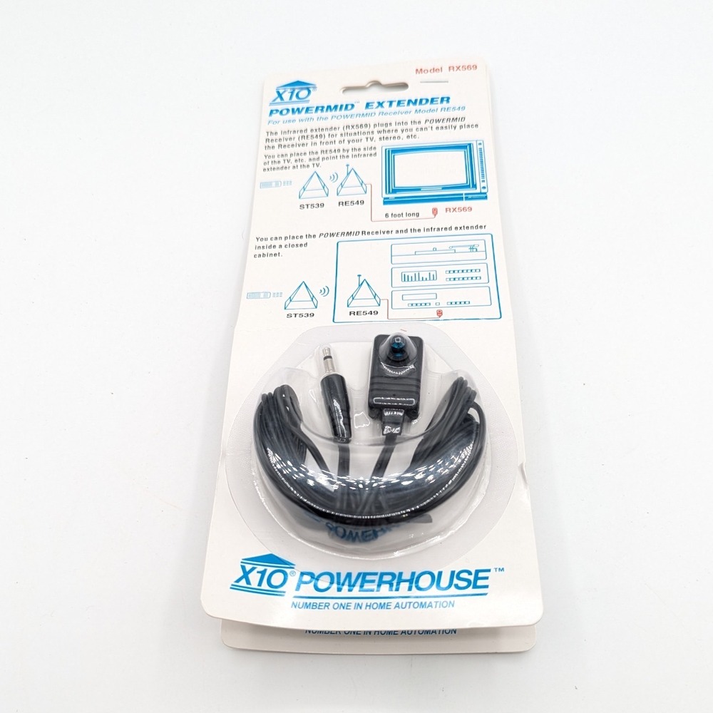 X10 Powerhouse Powermid Extender RX569 Infrared IR 6ft Cable for RE549 Receiver